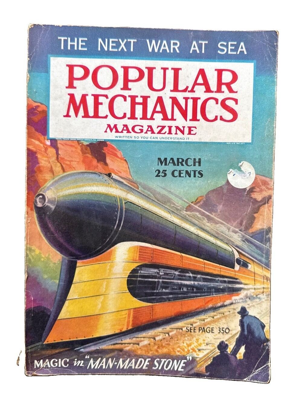 Popular Mechanics March 1936 The Next War At Sea Read Desc Front and back Tear